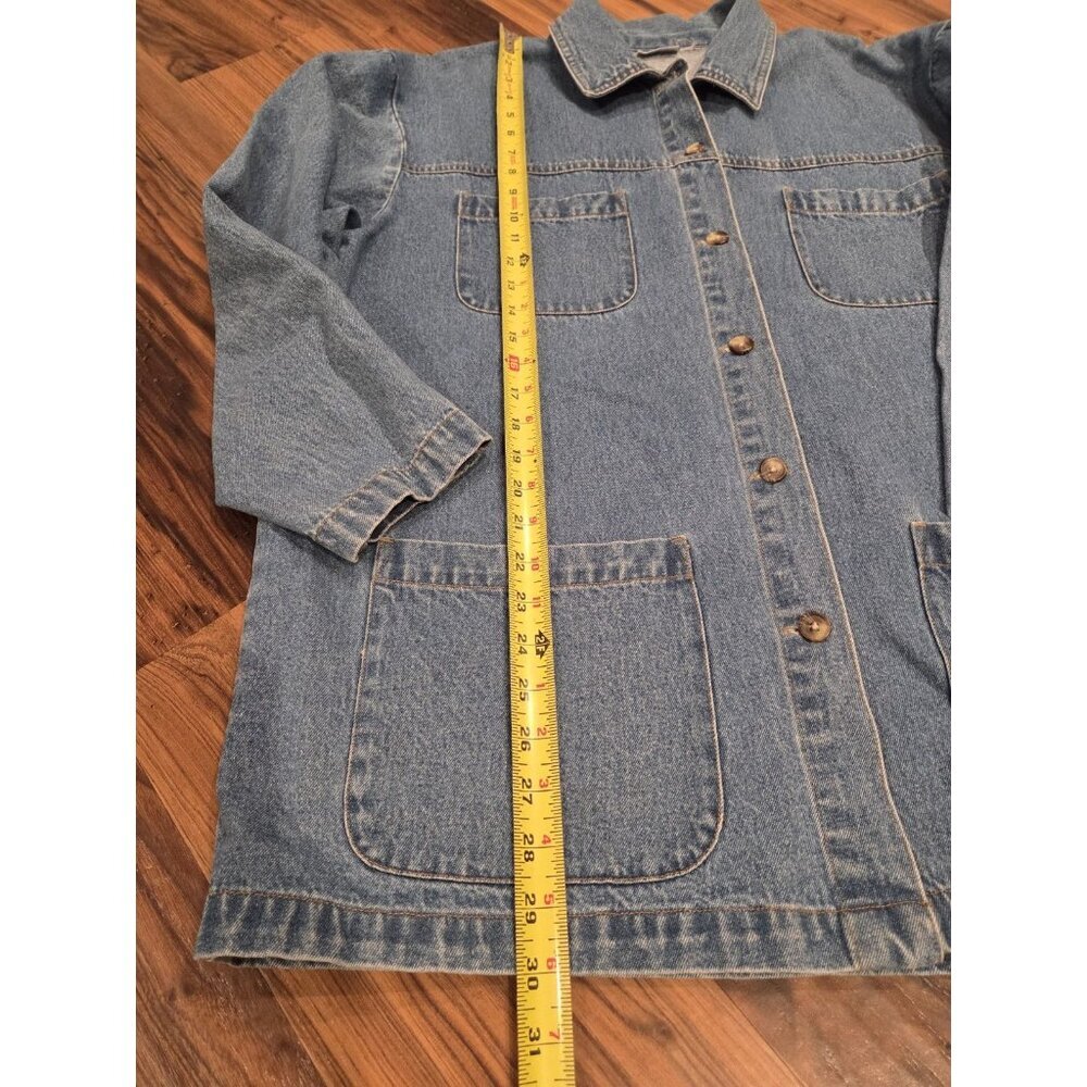 Cabin Creek Denim Chore Coat Jacket Womens L XL Oversized Barn Jean Workwear - Picture 5 of 8